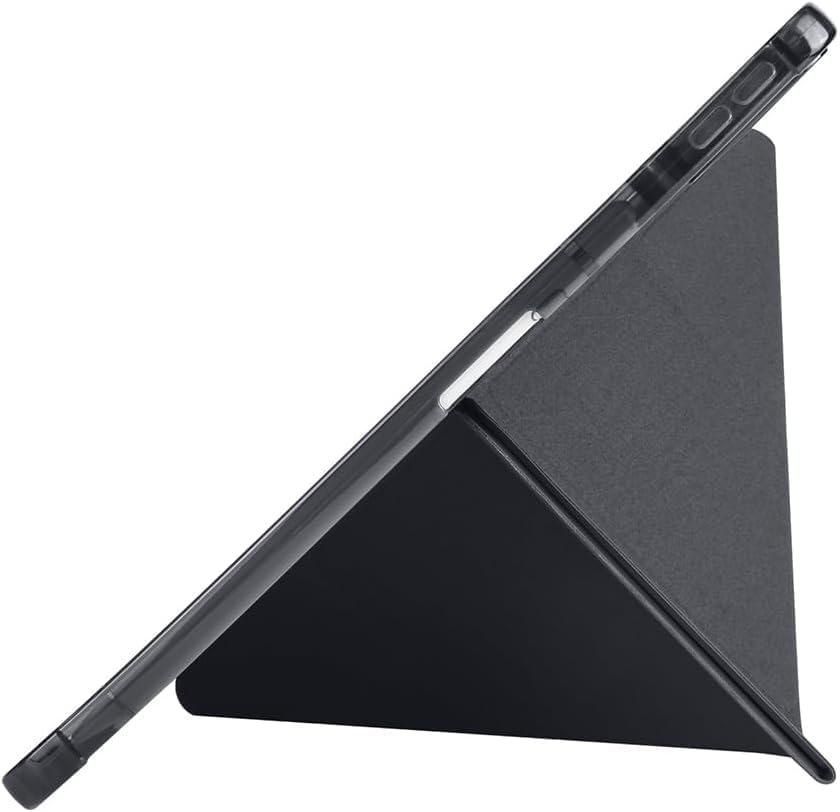 Galaxy Tab A9 Plus ile Uyumlu Akıllı Kılıf, Kalem Bölmeli Lansman Antrasit Origami Standlı Darbe Emici Şeffaf Arka Kapaklı Ultra İnce Popüler Tablet Kılıfı - Görsel 3