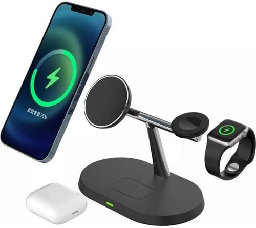 BW04 Apple Kablosuz Wireless Hızlı Şarj Standı Iwatch Airpods iPhone 11 11 Pro 12 12 Pro 13 13 Pro Xs Xr 8 Uyumlu-Siyah