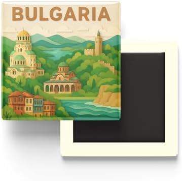 Alternative view of Bulgaristan - Paper Cut Art - Baskılı Buzdolap Magneti Kare - 9x9 cm