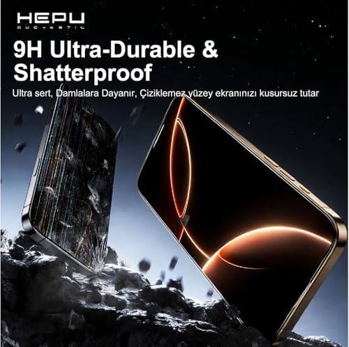 Hepu Titan Clear Apple iPhone Ekran Koruyucu 9H Temperli Cam iPhone 17/16/15/14/13/12/11 Tüm Modeller için HD Ekran Koruyucu Darbelere Dayanıklı Premium (14 PRO) - Görsel 3