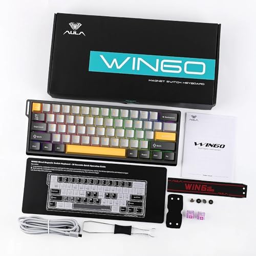 Alternative view of Aula Win60 He Max Manyetik Klavye Rapid Trigger Wing Chun Switch 8000Hz RGB TKL Hot Swap Oyuncu Klavyesi Sarı