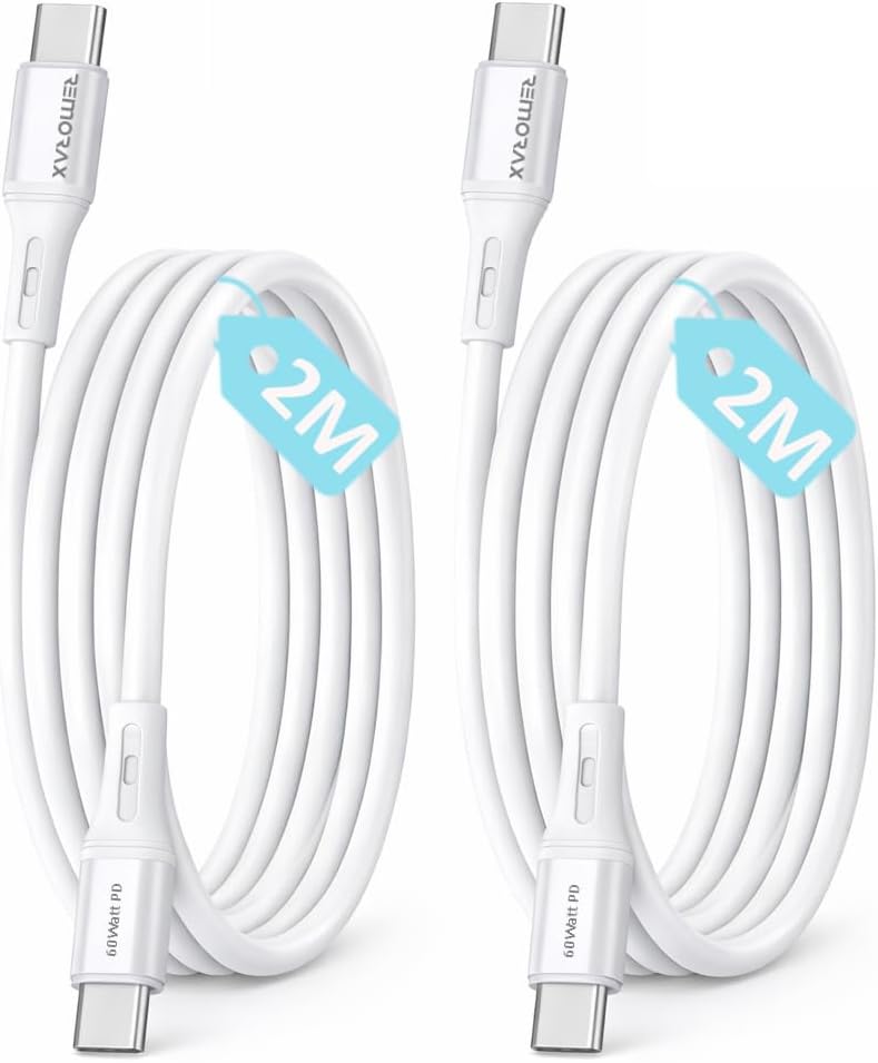 2Adet x 2Metre Type C-C Kablo Seti, 60Watt PD Hızlı Şarj, iPhone 15/16/17 ve Andoid İçin, Beyaz/Gümüş Metal, REMORAX (2Ad x 2Metre Beyaz) - Görsel 3