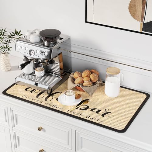DK177 Kahve Mat Kahve Bar Matı Leke Emici Kurutma Matı Su Geçirmez Kauçuk Destekli Kahve Makinesi Kahve Makinesi Kahve Makinesi Kahve Makinesi Espresso Makinesi Aksesuarları-80 cm x 43 cm - Görsel 3