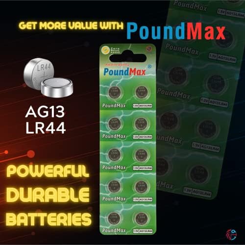 50 x PoundMax AG13 LR44 1,5 V PoundMax Alkalin Düğme Pil