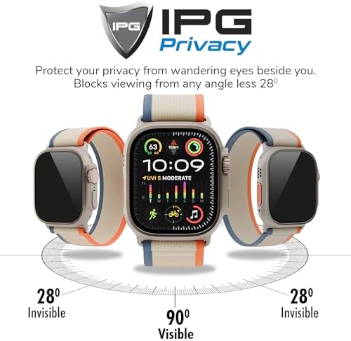 Alternative view of Apple Watch Ultra için IPG Privacy Gizlilik (Anti-Spy) Ekran Koruyucu (2 Adet), Mat, Parmak İzi Bırakmaz, Yandan Görünmeyi Engeller