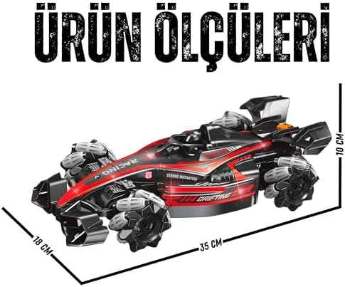 Oyuncak Uzaktan ve Bilekten Kumandalı Full fonksiyon Hareket Eden Buhar Atan 360° Kendi Ekseni Etrafında Dönebilen ve 180° Yatay Hareket Edebilen Formula 1 Yarış Arabası Araba (Kırmızı) - Görsel 3
