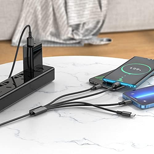 BOROFONE 4in1 Usb Kablo Lightning + Micro + Type-c 4'ü 1 arada Lightning/Micro-USB/USB-C için Şarj Kablosu 1metre 2A Akım BX72 (2x Type-C+Lightning+Micro Uçlu Kablo) - Görsel 3