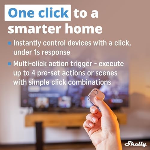 Shelly BLU Button1 – Beyaz | Eylemleri ve Sahneleri Etkinleştirmek için Akıllı Bluetooth Düğmesi | Çoklu Tıkla Etkinleştirme | Anında Tepki Süresi | Ses ve Işık Alarmı | iOS Android Uygulaması - Görsel 2