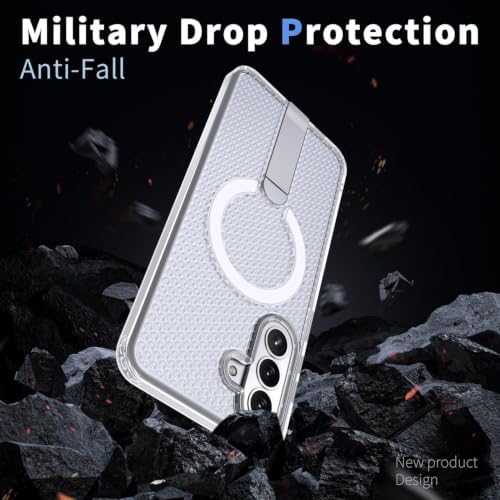 [Air-Nova]  Galaxy A57 için Kılıf Dikey Standlı Güçlü Manyetik [MagSafe ile Uyumlu] A57 Koruyucu PC+TPU Isı Dağılımı Sağlayan Petek Desenli  Galaxy A57 Kılıf (Buzlu Şeffaf)