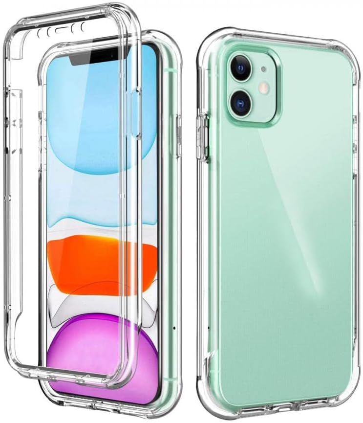 360 Tam Koruma Silikon Kılıf IPhone 11 İle Uyumlu Kılıf Scratch Resistant, 360 Ön Arka Dust-Prof Tam Koruma IPhone 11 İle Uyumlu Silikon Kılıf, Şeffaf