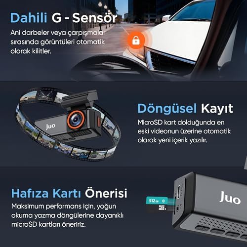 Alternative view of C20 4K UHD Ön + FHD Arka 2 Kameralı WiFi GPS HDR Araç Kamerası 3.4" IPS Ekranlı 170 Derece Geniş Açı Gece Görüş