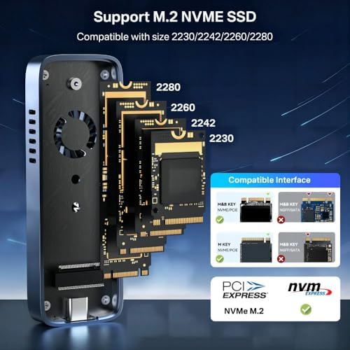 Alternative view of Acasis EC6608 Air - 8TB NVMe SSD Destekli, M&B/M KEY, 10Gbps USB 3.1 Type-C, Dahili Fanlı, Alüminyum Disk Kutusu (EC6608-AIR)
