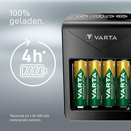 Alternative view of Akü şarj cihazı, 4 x AA 2100 mAh dahil, şarj edilebilir AA/AAA/9V ve USB cihazlar için, LCD Plug Charger+, tek yuvalı şarj, siyah