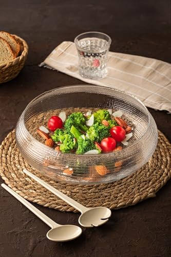 Alternative view of 4306 El Yapımı Büyük Boy Kendinden Kaşıklı Cam Salata Meyve Çerez Makarna Sunum Kasesi Şeffaf 24 Cm