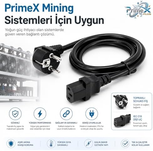 PX-P418 1.5 Metre Lüks Power Kablosu, 3x1.5mm Kalın Full Bakır PSU Güç Kablosu, PC Power Supply Monitör Mining Sistemleri İçin Siyah Enerji Kablosu - Görsel 3
