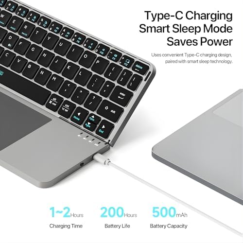 Katlanabilir Türkçe Q Kablosuz Klavye, Tablet Telefon Standlı, Geniş Touchpad, Çoklu Cihaz Bağlantı, Scissor Tuş, 500mAh, Tablet Telefon Laptop Uyumlu Klavye, Siyah (iBOX11) - Görsel 2