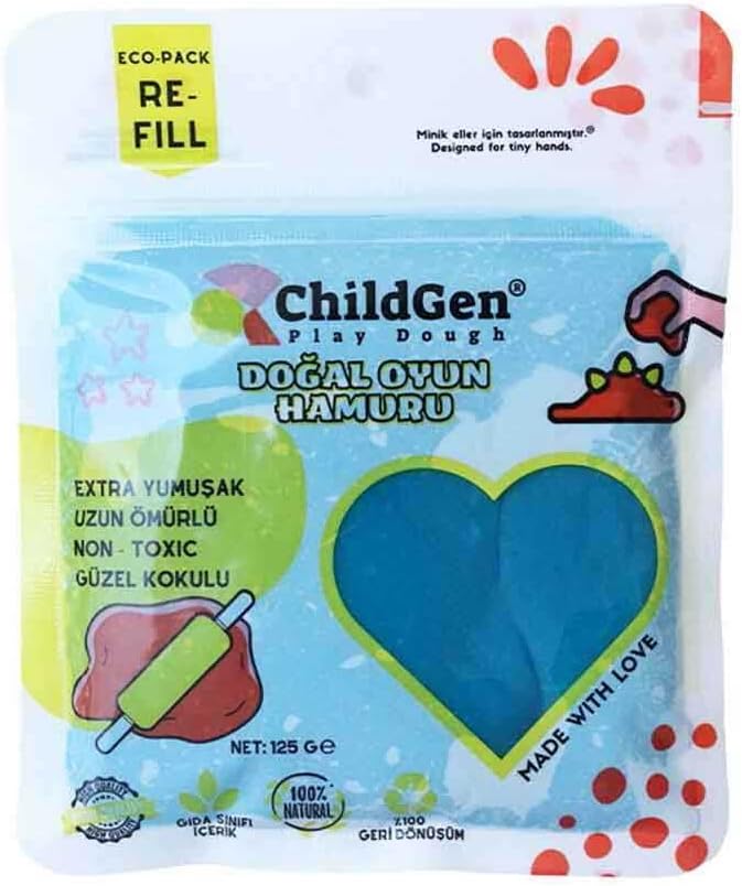 Doğal Oyun Hamuru - Mavi -vakumlu Kartuş Paket - (ecopack-refill)