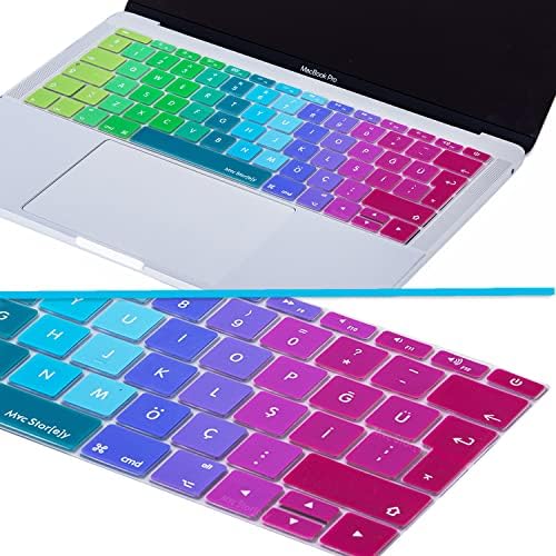 Türkçe Q Klavye Koruyucu MacBook A1534 A1708 Uyumlu UK Avrupa Ters L Enter Silikon Klavye Koruyucu İngilizce Klavyeyi Türkçe Yapma Pembe Yeşil - Görsel 3