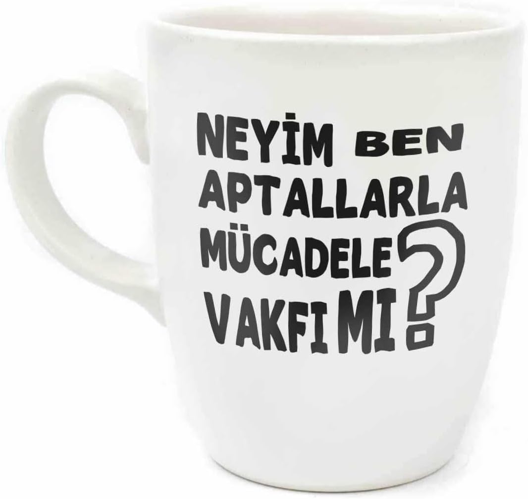 Neyim Ben, Aptallarla Mücadele Vakfı Mı? Krem Oval Kupa - Hediye Seramik Kupa - Görsel 3