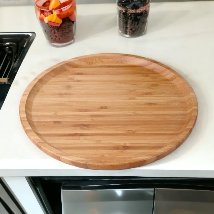 Bambu Lüx Yuvarlak Servis 30 * 30cm, Sunumluk & Çerezlik Sunum Tabağı - Görsel 2