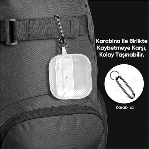 Airpods Pro 2 ile Uyumlu Fiber Karbon Görünümlü Şeffaf Silikon Kılıf Tam Oturan Mükemmel Kalıp ve Göz Alıcı Şık Tasarım (Airpods Pro 2) - Görsel 3
