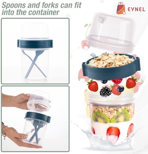 650 ml Take-go Kaşıklı Hazneli Meyveli Müsli Kabı Piknik Iş Yoğurt Süt Bardağı Kapaklı ve Kaşıklı Kahvaltı Bardakları, Tahıl Tepesi Yulaf Ezmesi Granola (Pembe) - Görsel 3