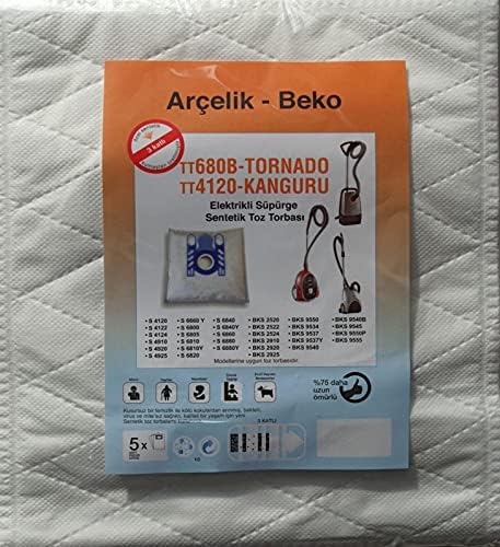 Arçelik - Beko İle Uyumlu TT680B - TORNADO - TT4120 - KANGURU ELEKTRİKLİ SÜPÜRGE SENTETİK TOZ TORBASI (5 ADET)