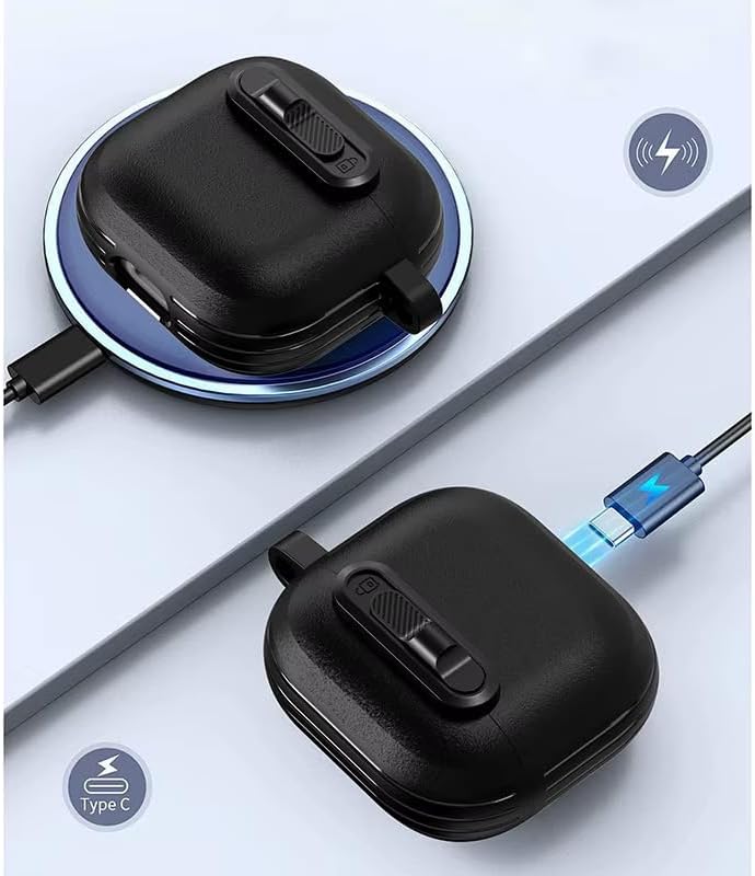 Galaxy Buds 3-Pro-3 FE için Horizontal-Lock Kulaklık Kılıfı Çizilme ve Darbe Önleyici Buds 3 Pro Koruyucu Elde Rahat Tutuş Sağlayan Kaydırmaz Kenar Tasarımlı Buds 3 Pro Kılıfı (Siyah) - Görsel 3