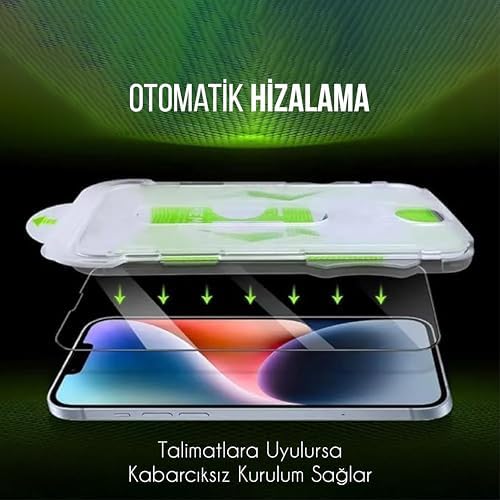 Apple iPhone 15 İle Uyumlu Hizalama Aparatlı ve Takılırken Camın Altında Kesinlikle Toz Bırakmayan Darbelere Karşı Ekstra Güçlü Ekran Koruyucu Cam - Görsel 3
