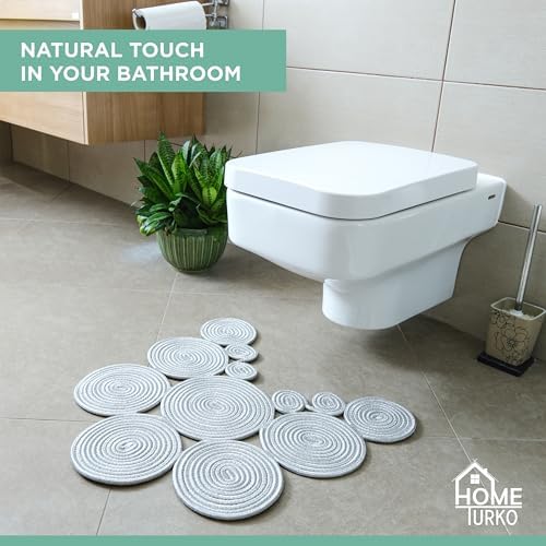 Alternative view of Bohem Tarz Jüt Klozet Önü Paspası - Doğal Jüt, Yıkanabilir ve Dayanıklı Halı, Şık ve Dekoratif Banyo Matı (Gri)