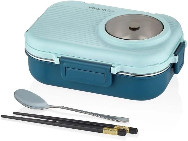 Alternative view of Beslenme Kutusu Paslanmaz Çelik - 1100 ml Sos (Yoğurt) Kaseli Yeni Nesil Lunch Box (Mavi)