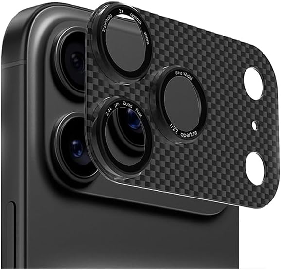 Senon Apple iPhone 17 Pro Max İçin Zore CL-21 KArbon Kamera Lens Koruyucu (Siyah) - Görsel 3