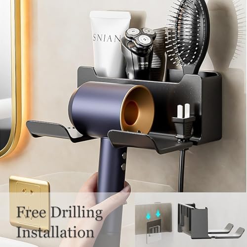 Alternative view of Saç Kurutma Makinesi Askısı, 2'li Set Premium Duvara Monte Stand, Saç Kurutma Makinesi ve Şekillendirici Aletler İçin, Kaymaz ve Çizilmeyen Yüzey, Banyo ve Kuaför Salonları İçin Pratik Çözüm