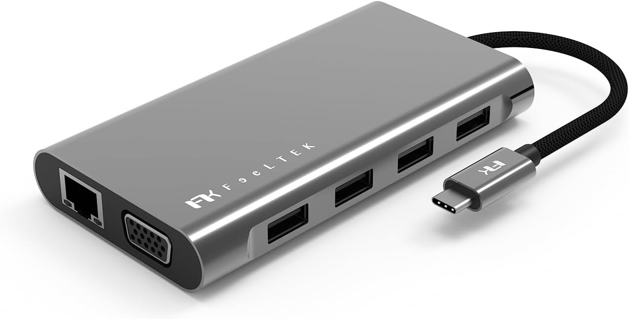 11-in-1 USB-C Hub ve Çoklayıcı | HDMI, VGA, Ethernet ve 100W PD | MacBook ve USB-C Laptoplar için Profesyonel Hub Gri - Görsel 3