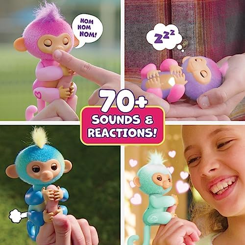 Fingerlings 2023 YENİ İnteraktif Bebek Maymun Dokunmaya Tepki Veriyor - 70+ Sesler ve Tepkiler - Ava (Teal)