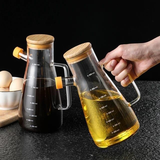 Bambu Kapaklı Borosilikat Cam Yağdanlık 900 ml MIT1070 - Görsel 3