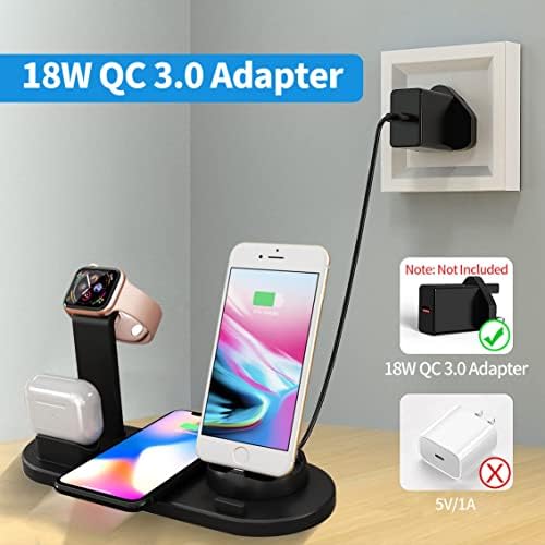 4'ü 1 arada Kablosuz Şarj Yuvası, Apple Mikro/Tip C Telefonlar için 360 Derece Dönen Şarj Yuvası, iWatch Serisi, Airpods, iPhone, Galaxy için Qi Hızlı Şarj Yuvası - Görsel 3