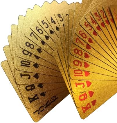 Spelt İskambil Kağıdı Destesi Oyun Kartları Su Geçirmez PVC Parlak Altın Rengi 54'lü - Görsel 3