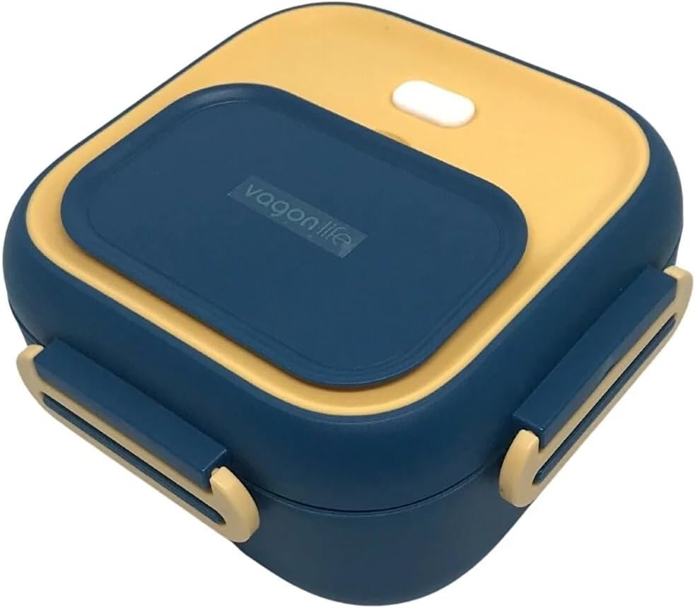 Alternative view of 500ml Lunchbox Tek Katlı Çelik Sefer Tası Yemek Kutusu (Lacivert-Sarı)