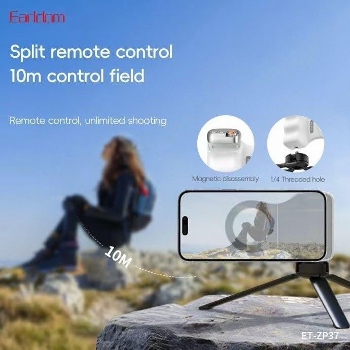 Manyetik Kamera Tutucu Grip Bluetooth 5.3 Uzaktan Kumandalı 10m Çekim Mesafesi Zoom Kontrollü 2 Kademeli Deklanşörlü Ergonomik Telefon Çekim Aparatı Tripod Uyumlu | ZP37