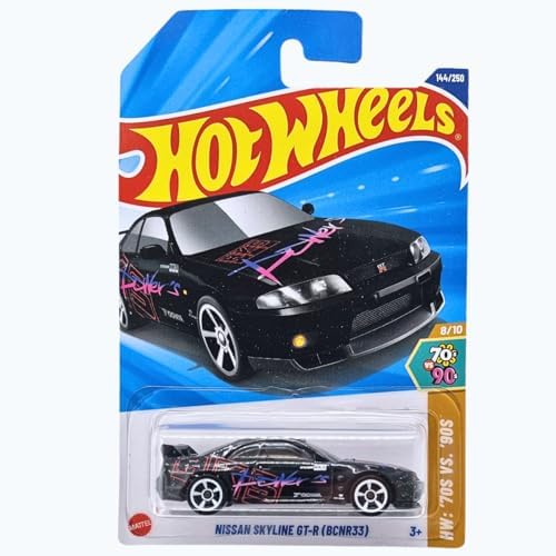 Alternative view of Nissan Skyline GT-R (BCNR33) UZUN KART Die-Cast Oyuncak Araba, Siyah, HW: '70s vs. '90s Serisi, 8/10, 3+ Yaş