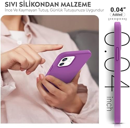 iPhone Kılıf İnce Sıvı Silikon 3 Katmanlı Tam Kaplamalı Yumuşak Jel Kauçuk Kılıf Kapak (Mat Mor, iPhone 11) - Görsel 3