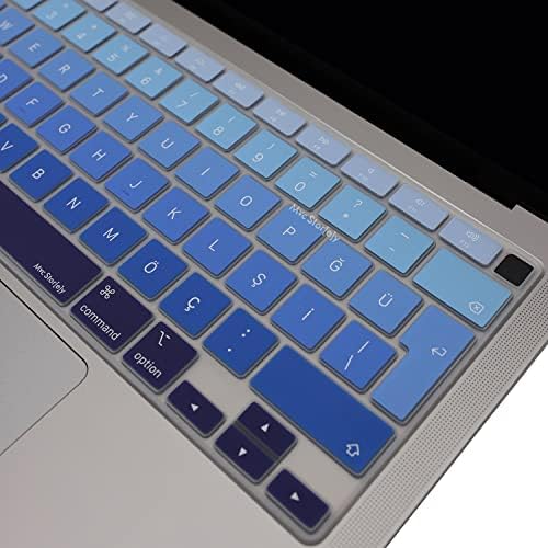 Türkçe Q Klavye Koruyucu MacBook Air A1932 A2179 A2337 M1 Uyumlu | UK ISO Ters L Enter | Ultra İnce Silikon Keyboard Cover Lacivert Mavi - Görsel 3