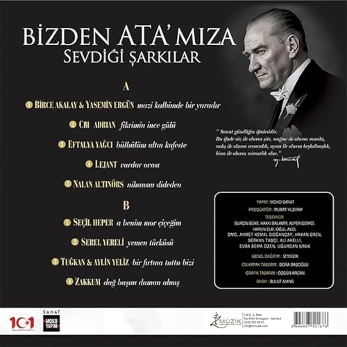 Bizden Ata'mıza Sevdiği Şarkılar Vasiyet Plak LP Türk Sanat Müziği Plak, Birce Akalay, Cem Adrian, Eftalya Yağcı, Lejant, Nalan Altınörs - Görsel 2