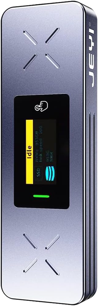 Alternative view of JEYI i9X Visual Smart Yazma Koruma Özellikli M.2 (PCIe) NVMe ve M.2(NGFF) SATA SSD To USB 3.2 Gen2 Çevirici Dönüştürücü Adaptör Harici Taşınabilir Alüminyum SSD Muhafaza Kutusu