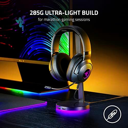 Razer Kraken V3 X USB - Kablolu USB Oyun Kulaklığı (285 g'da ultra hafif, TriForce 40 mm sürücüler, HyperClear Kardioid Mikrofon, 7.1 surround ses, Chroma RGB) Siyah - Görsel 3