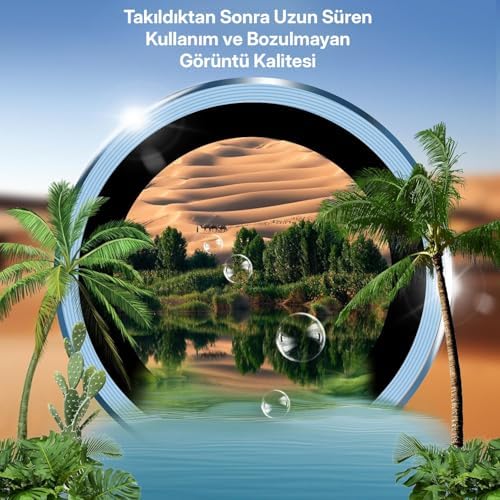iPhone 15-15 Plus ile Uyumlu Temperli Cam Kamera Lens Koruyucu Alüminyum Alaşım Çerçeveli ve 9H Sertliğinde Lens Koruma (Mavi, Temperli Cam) - Görsel 2