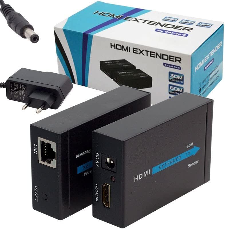 Hdmi Görüntü Aktarma, HDMI TO CAT5/CAT6, 60 Metre, Adaptörlü, Extender,