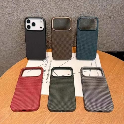 iPhone 17 Pro Max ile Uyumlu Karbon Fiber Desenli Premium Kılıf Kevlar Kenar İnce ve Hafif Tasarım Kablosuz Şarj ve MagSafe ile uyumlu Telefon Kılıfı Siyah