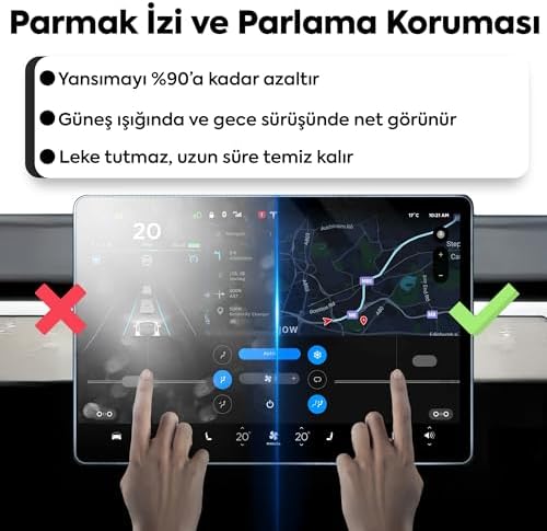 Tesla Model 3 / Model Y Araçlar ile Tam Uyumlu Kolay Kurulum Mat Ekran Koruyucu - Görsel 3